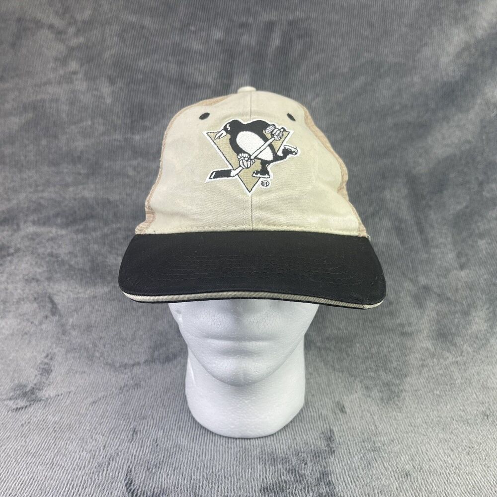 Pittsburgh Penguins Hat Cap Adult Tan Strap Back Trucker NHL Sidney Crosby
